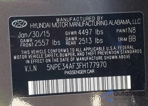 2015 Hyundai Sonata Limited z USA, uszkodzony, nr VIN 5NPE34AF3FH177970